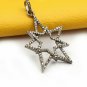 Star Pendant 925 Silver Pave Diamond Star Pendant Double Star Pendant Necklace.
