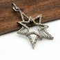 Star Pendant 925 Silver Pave Diamond Star Pendant Double Star Pendant Necklace.