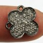 Pave Diamond Clover Pendant 925 Silver Diamond Good Luck Clover Pendant Charm.
