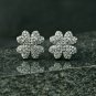 Diamond Floral Stud Earring 925 Silver Fashion Jewelry Mini Unisex Clover Studs.