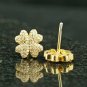 Diamond Floral Stud Earring 925 Silver Fashion Jewelry Mini Unisex Clover Studs.