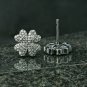 Diamond Floral Stud Earring 925 Silver Fashion Jewelry Mini Unisex Clover Studs.