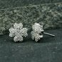 Diamond Floral Stud Earring 925 Silver Fashion Jewelry Mini Unisex Clover Studs.