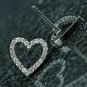 Diamond Heart Shaped Earring Stud 925 Sterling Silver Unisex Couples Earring.