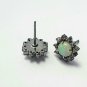 Pave Diamond Stud Earring 925 Silver Opal Stone Stud Earring Wedding Day Gift.