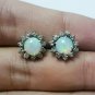 Pave Diamond Stud Earring 925 Silver Opal Stone Stud Earring Wedding Day Gift.
