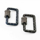 Pave Diamond Carabiner Lock 925 Silver Rectangle Lock Additional Jewelry Finding