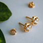 Floral Diamond Cluster Ear Stud Three Diamond 14k Gold Earring Bridal Earring.