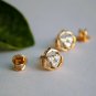 Floral Diamond Cluster Ear Stud Three Diamond 14k Gold Earring Bridal Earring.