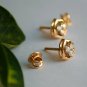 Floral Diamond Cluster Ear Stud Three Diamond 14k Gold Earring Bridal Earring.