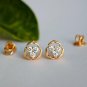 Floral Diamond Cluster Ear Stud Three Diamond 14k Gold Earring Bridal Earring.