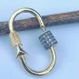 Rectangle Arrow Screw Lock 925 Silver Pave Diamond Carabiner Lock Findings Charm
