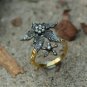 Pave Diamond Flower And Leaf Ring 925 Sterling Silver Ring For Women Mother's.