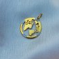 Pave Diamond World Map Pendant 14k Gold Round Pendant Special Birthday Gift.