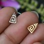 14k Solid Gold Nose Pin Trapezium Spiral Nose Stud Geometric Body Piercing Gift.