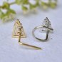 14k Solid Gold Nose Pin Trapezium Spiral Nose Stud Geometric Body Piercing Gift.