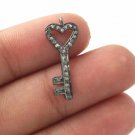 Minimalist Key Charm Pendant 925 Silver Diamond Couple Pendant Valentines Gift.