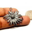 Pave Diamond Flower Pendant 925 Silver Diamond Floret Pendant Birthday Charm. Pave Diamond Flower Pendant 925 Silver Diamond Floret Pendant Birthday Charm.