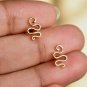 14k Gold Curled Snake Earring Solid Gold Lobe Tragus Cartilage Small Earring.