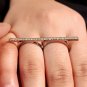 Pave Diamond Two Finger Ring Solid 925 Silver Handmade Fine Ring Jewelry Gift.
