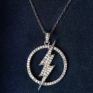 Natural Pave Diamond Flash Pendant 925 Sterling Silver Flash Sign Necklace Gift. Natural Pave Diamond Flash Pendant 925 Sterling Silver Flash Sign Necklace Gift.