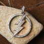 Natural Pave Diamond Flash Pendant 925 Sterling Silver Flash Sign Necklace Gift.