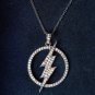 Natural Pave Diamond Flash Pendant 925 Sterling Silver Flash Sign Necklace Gift.