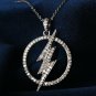 Natural Pave Diamond Flash Pendant 925 Sterling Silver Flash Sign Necklace Gift.
