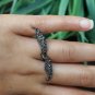 Natural Pave Diamond Angel Wing Ring Handmade 925 Silver Wedding Ring Gift.
