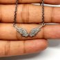 Angel Wing Necklace Pave Diamond Pendant 925 Silver Diamond Wing Pendant Gift.