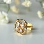 Natural Diamond 4 Leaf Clover Nose Ear Piercing Lucky Jewelry Body Piercing Gift
