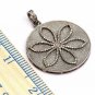 Pave Diamond Flower Pendant 925 Silver Circle Diamond Pendant Valentines Gift.