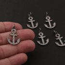 Anchor Charm Pendant Pave Diamond 10 Pc Set 925 Sterling Silver Pendant Charm.