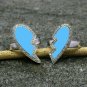 Pave Diamond Ring Blue Enamel Broken Heart Ring 925 Sterling Silver Enamel Ring.