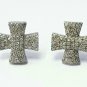 Pave Diamond Cross Earring 925 Silver Diamond Cross Stud Earring Birthday Gift.