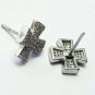 Pave Diamond Cross Earring 925 Silver Diamond Cross Stud Earring Birthday Gift.