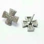 Pave Diamond Cross Earring 925 Silver Diamond Cross Stud Earring Birthday Gift.