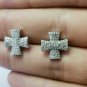 Pave Diamond Cross Earring 925 Silver Diamond Cross Stud Earring Birthday Gift.
