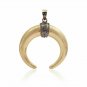 Pave Diamond Crescent Moon Pendant 925 Silver Handmade Valentines Moon Pendant.