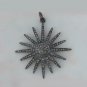 Pave Diamond Starburst Charm Pendant In 925 Sterling Silver Religious Charm.