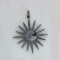 Pave Diamond Starburst Charm Pendant In 925 Sterling Silver Religious Charm.