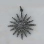 Pave Diamond Starburst Charm Pendant In 925 Sterling Silver Religious Charm.