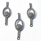 Pave Diamond Oval Necklace Connector 925 Silver Diamond Jewelry Connector.