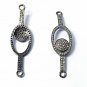 Pave Diamond Oval Necklace Connector 925 Silver Diamond Jewelry Connector.