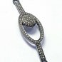 Pave Diamond Oval Necklace Connector 925 Silver Diamond Jewelry Connector.