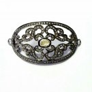 Pave Diamond Oval Jewelry Connector 925 Silver Diamond Bracelet Connector Gift.