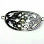 Pave Diamond Oval Jewelry Connector 925 Silver Diamond Bracelet Connector Gift.