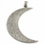 Pave Diamond Moon Pendant 925 Silver Crescent Moon Pendant Good Luck Charm.