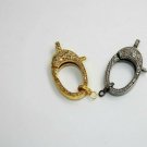 Pave Diamond Lobster Clasps 3pc 925 Silver Handmade Jewelry Wholesale Findings.