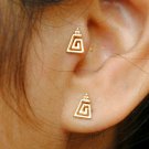 14k Gold Trapezium Spiral Tragus Lobe Helix Cartilage Earring Geometric Earring.